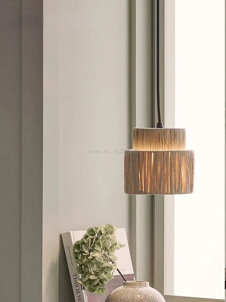 Japoński Vintage tkane rattanowe lampy wiszące Rattan Handmake lampy sufitowe do salonu sypialnia jadalnia restauracja abażur