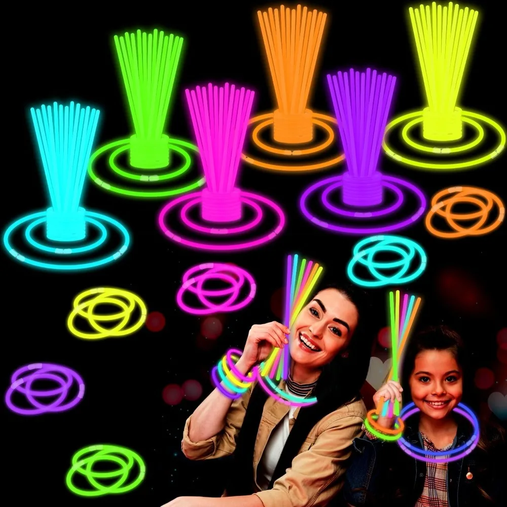 

Glow Sticks Party Pack 8-50, Light up Bracelets & Necklaces Accessories for Kids, Neon Glow in the Dark Christmas NYE Party Favo