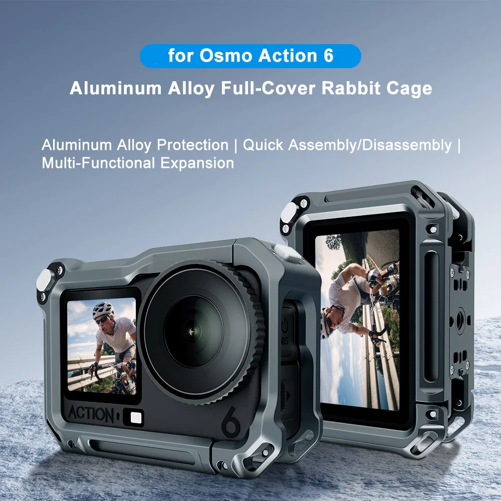 

Rabbit Cage Aluminum Protective Case For Dji Osmo Action6 Metal Frame Expansion Adapter Mount For Dji Osmo Action6 Accessories