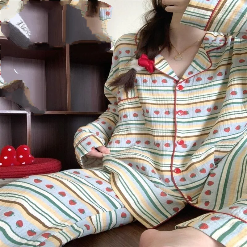 딸기 모양 여성 파자마 세트 패셔너블 홈웨어, 여성용 따뜻한 겨울 파자마 귀엽고 부드러운 파자마 세트