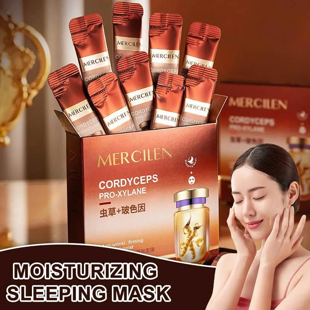 Cordyceps Sleeping Mask Night Repair Deeply Moisturizes Fades Fine Lines & Dark Spots No-Rinse Sachets Restorative Skin Care