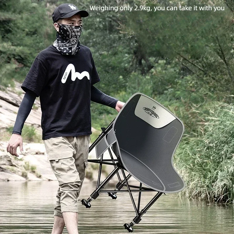 Oversized Heavy Duty Moon Chair for Fishing, Thickened Oxford Cloth Reinforced Frame, Anti-Slip Feet All Terrain Folding Seat