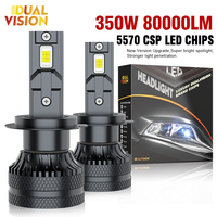 Dualvision 2PCS Car Lights H7 H4 H1 H8 H9 H11 9006 9005 9012 Super Bright LED Headlights High Low Beam Fog Light 6000K White 12V