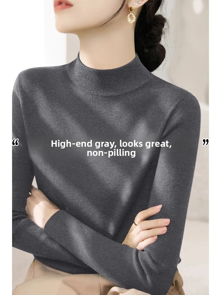 

Autumn Winter 2025 Women's Slim Fit Base Layer Long Sve Knitted Sweater High Ne Inner Wear Soft Korean Sle Commute Fas...
