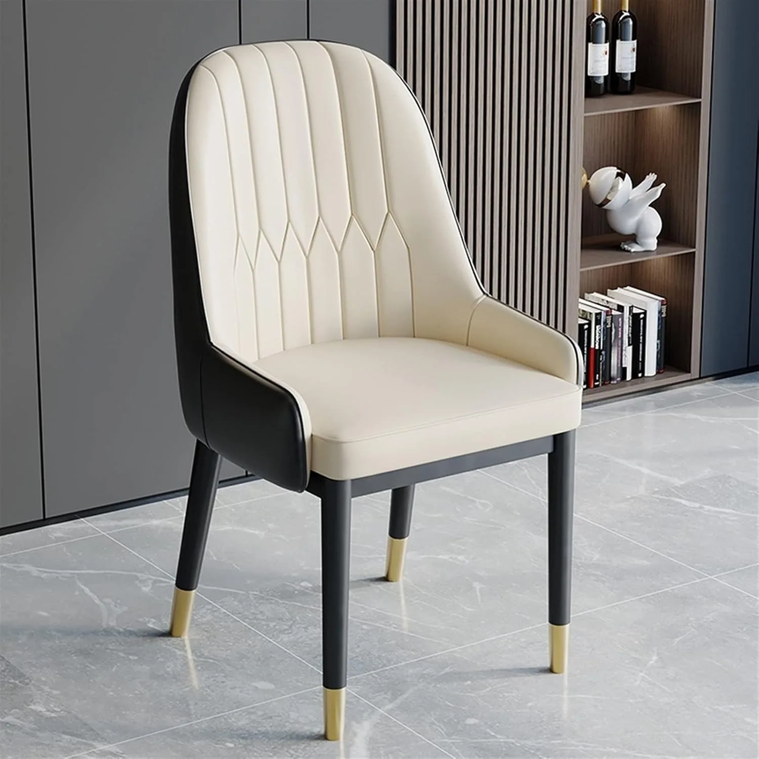 

-+Dining Room Furniture Dining Chairs Set Of 4 Modern Kitchen Living Room Lounge Chairs Leather High Back Soft Seat Metal Legs