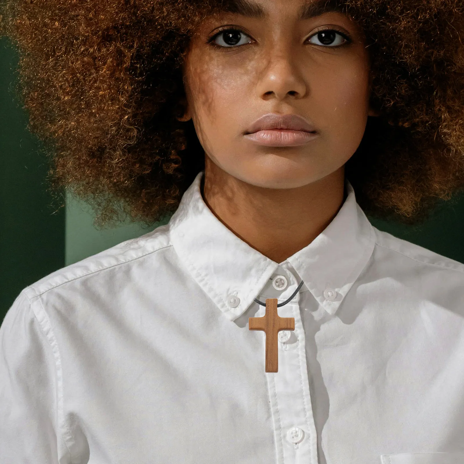 Collar con Colgante de Cruz de Madera, Joyería Cristiana, Crucifijo Católico, Recuerdo para Cumpleaños, Navidad, Fiesta, Espejo Retrovisor de Coche