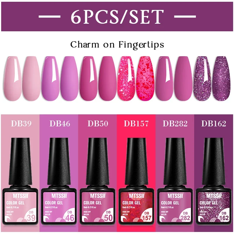 MTSSII 6 Teile/satz Sparkly Red Roes Red Gel Nagellack Shinning Nail art LED UV Gel Lack Nagel Liefert Maniküre Kit für Nägel