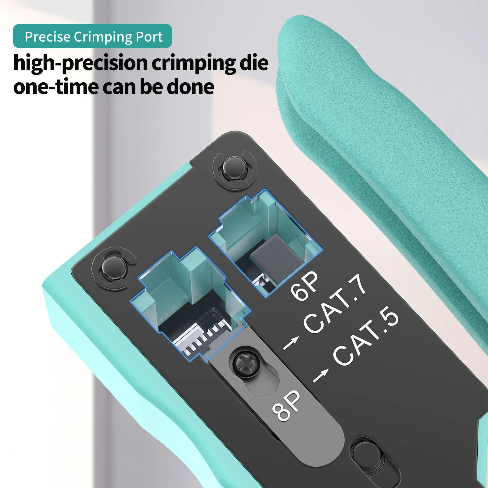 CNCOB RJ45 Strumento di crimpatura Passaggio attraverso Crimpatrice per Cat7 Cat8 Cat6 Cat5 8P8C Connettore modulare Ethernet All-in-one Strumenti di filo