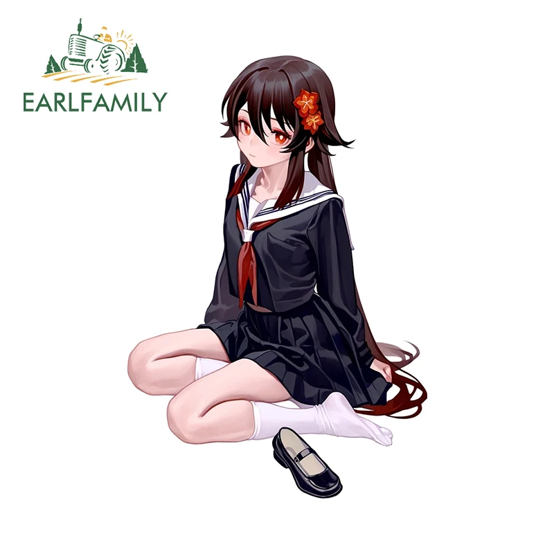 EARLFAMILY Genshin Impact Hutao Car Stickers Adorable Anime Girl Graffiti Design Decals Nice Motorcycle Accesorios Para Auto