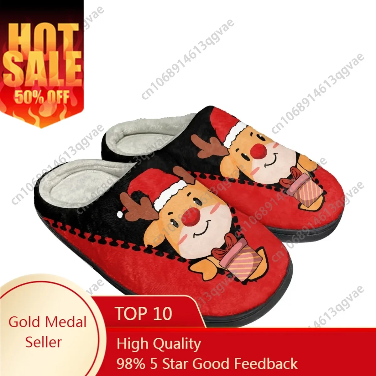 

2025 New Arrival Cute Elk Christmas Stripes Home Cotton Slippers Mens Womens Teenager Plush Bedroom Keep Warm Custom Slipper