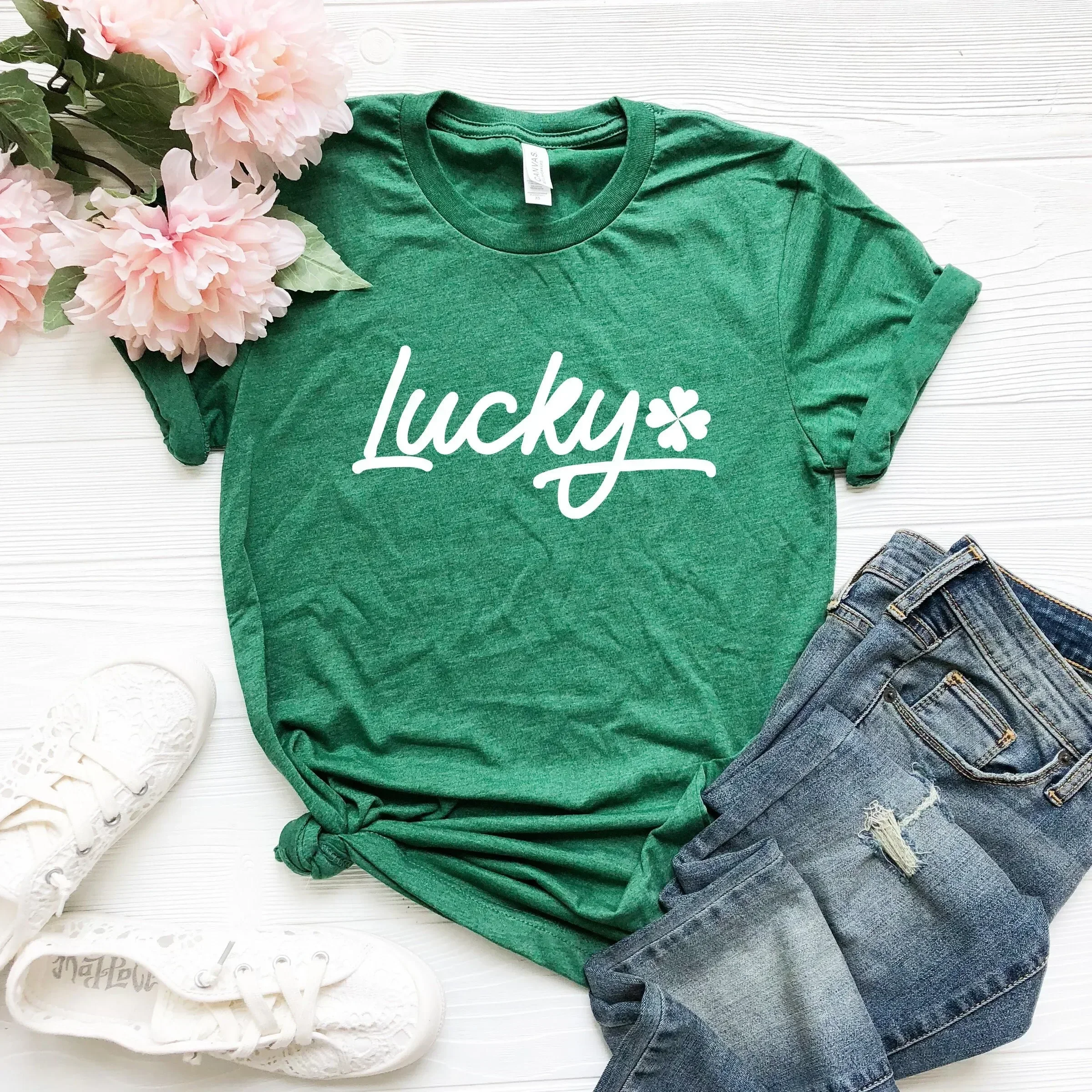 St Patricks day sweaT T Shirt Women s Saint Paddy outfit Cute wear Lucky Sweater Shamrock Top RS198