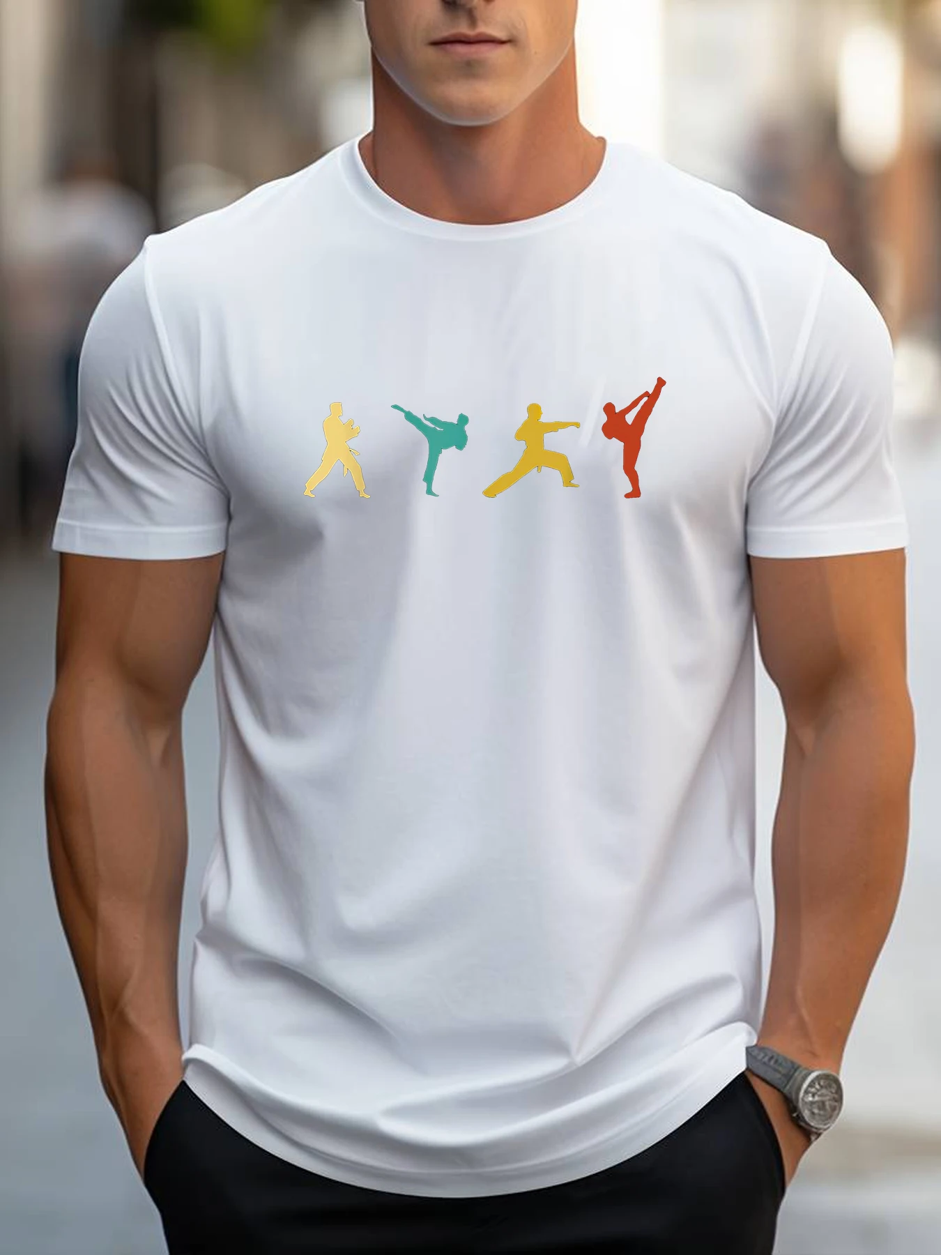 2024 Capoeira Vintage Retro Pattern Casual Loose Street High Quality Fashion 100% Cotton T-Shirt Spring Summer Menswear