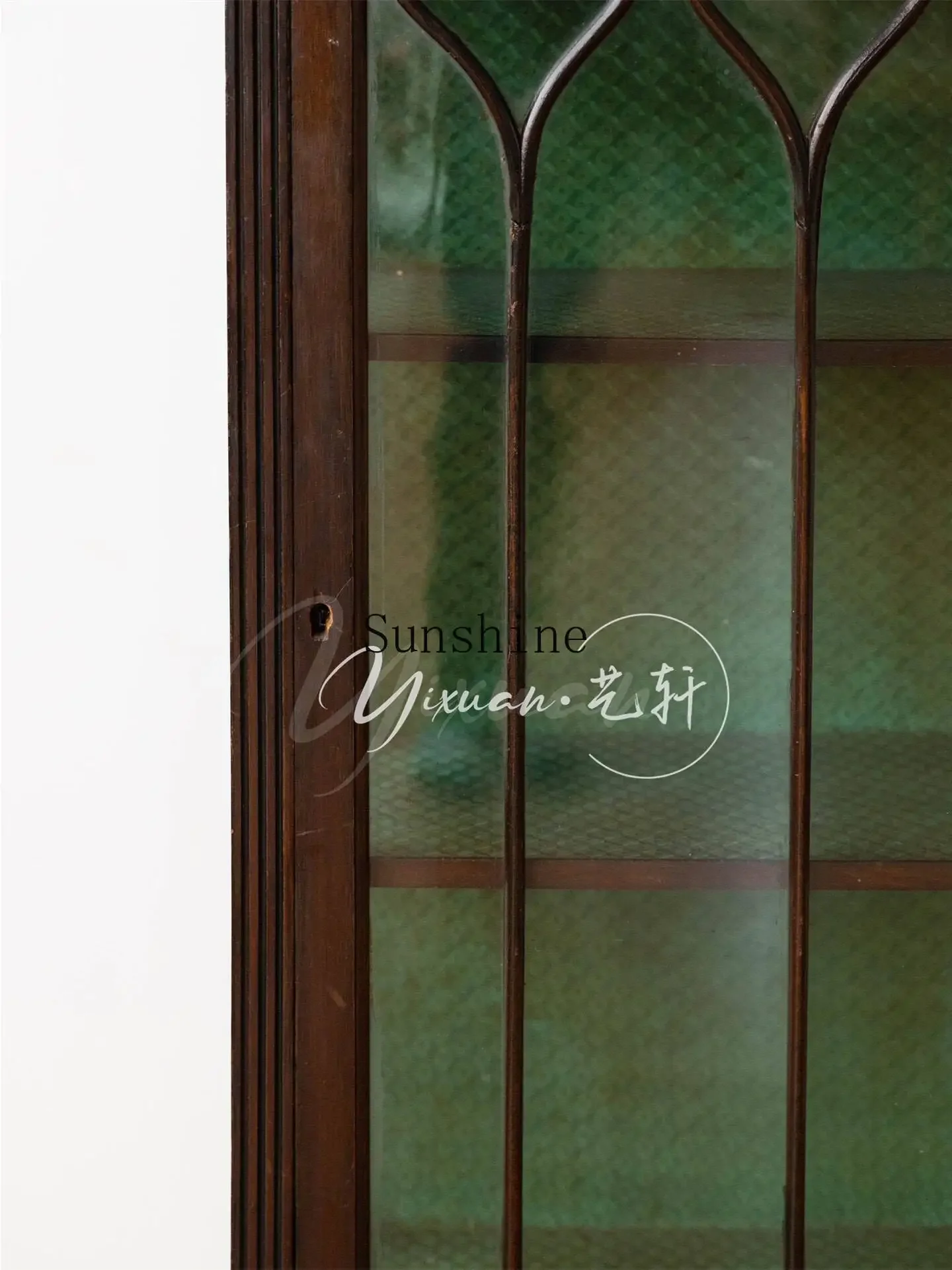 French retro dining side locker glass door light luxury solid wood simple low cabinet  FT