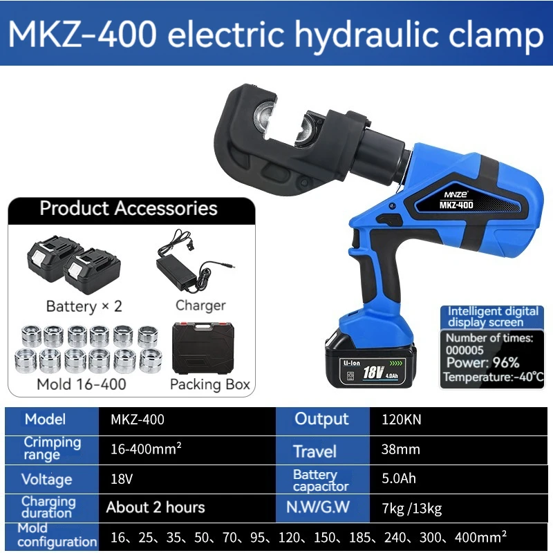 For MKZ-300/ MKZ-400 Electric Hydraulic  Hydraulic Crimping Pliers Rechargeable Hydraulic  Electric Crimping