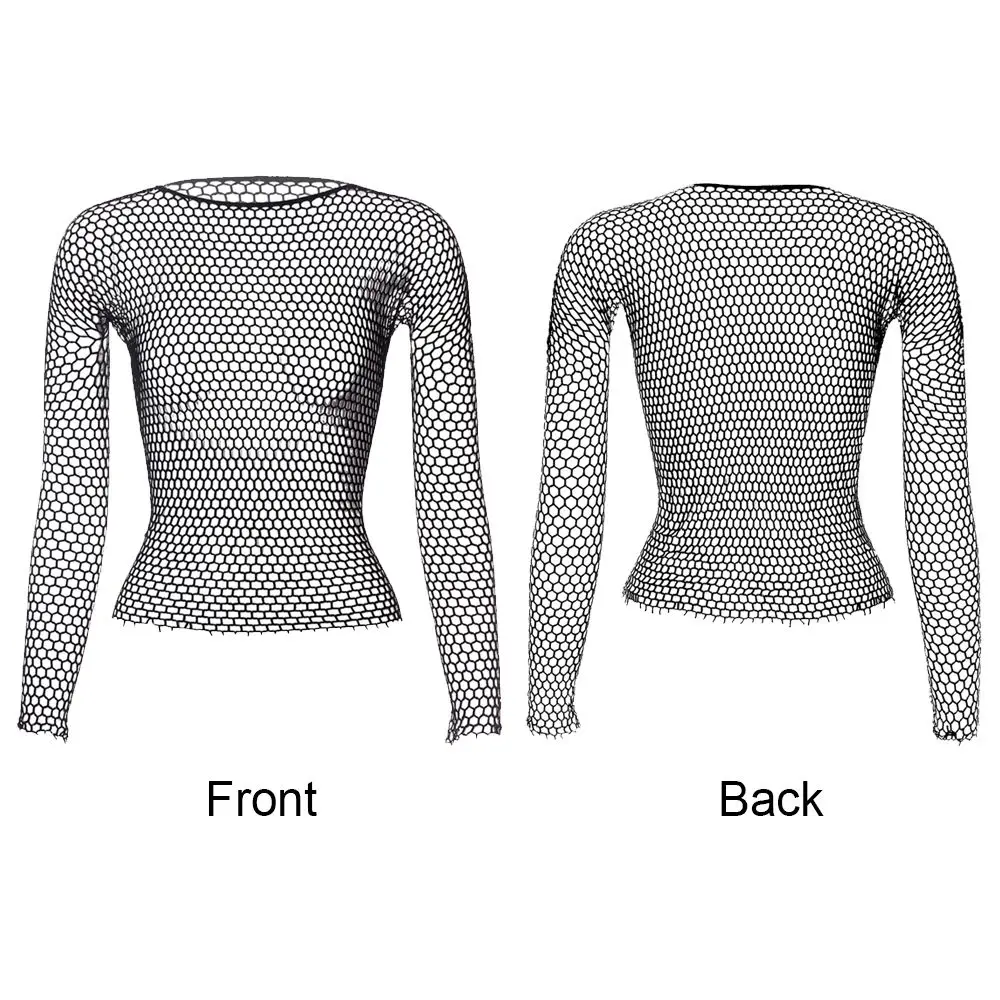 Women Sexy Lingerie Costumes Bodystocking Night Dress Nightwear Hollow Out Fishnet Long Sleeve Tops Base Tanks Underwear