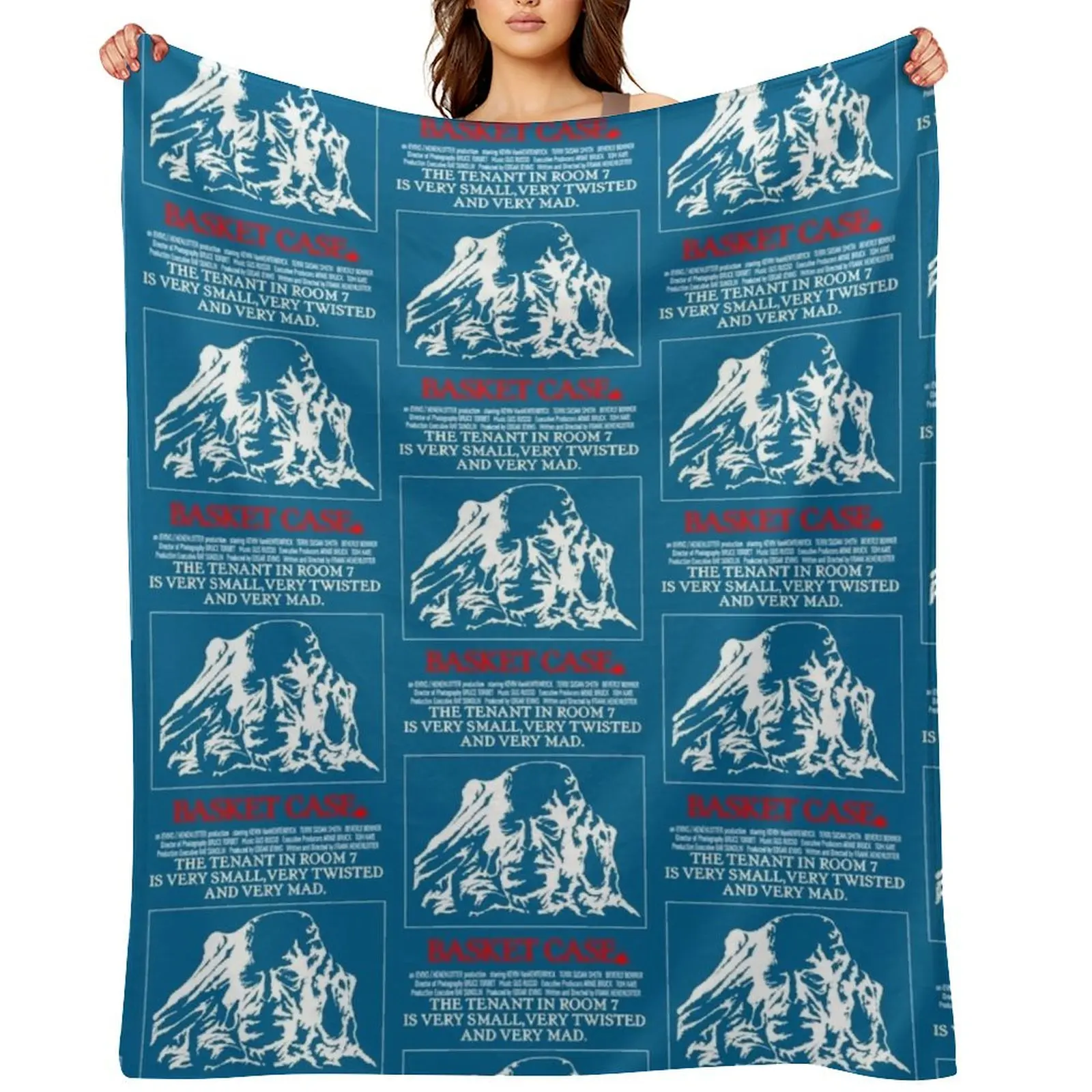 

Basket Case Halloween Horror monster movie Slasher Thriller with many sensational situations Franken Throw Blanket