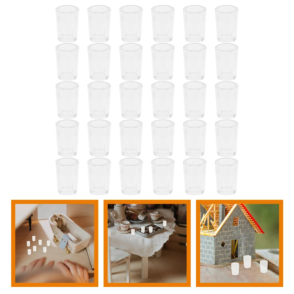 

30 Pcs Dollhouse Miniature Food Play Empty Cup Water Model Accessories Toys Tea Cups Tiny Drink Room Baby Kitchen Abs