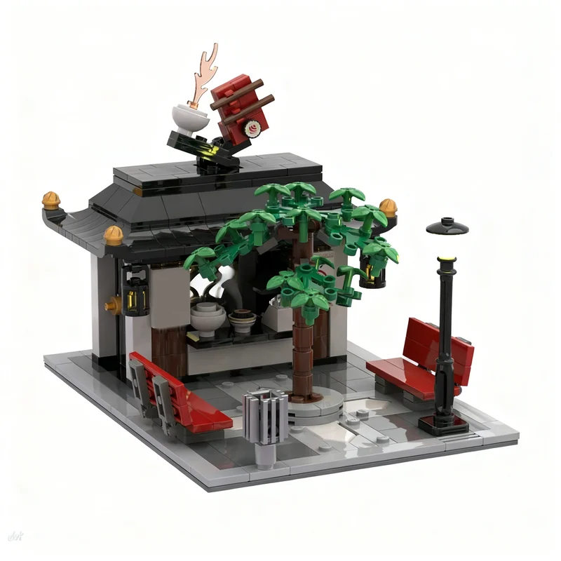 347pcs MOC Sushi Stand City Model Toy Building Blocks Construction Christmas Gift Creative Craft Brick Idea Birthday Assemble
