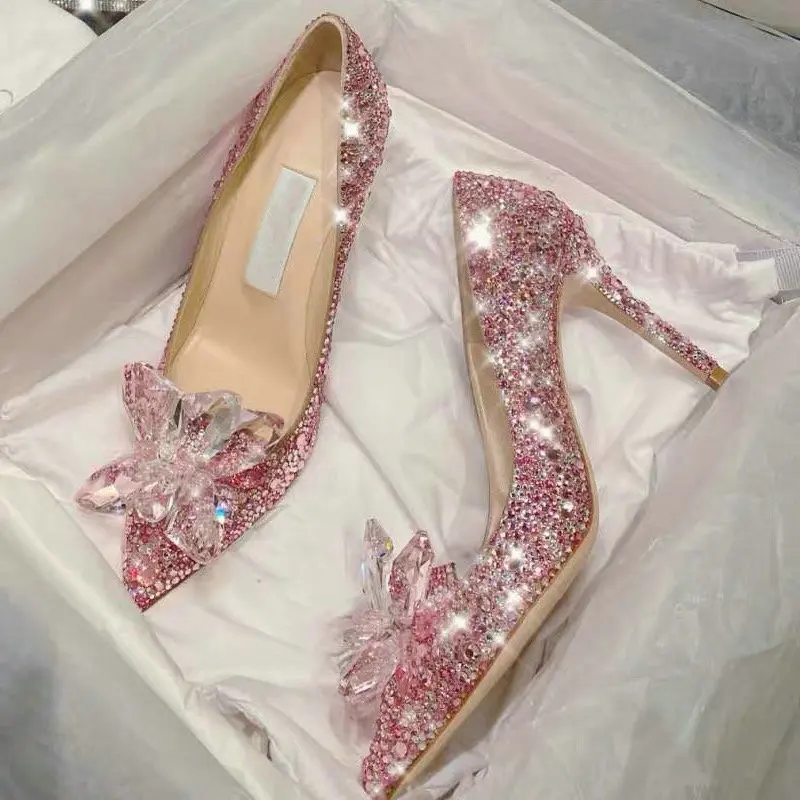 Women's Shoes Luxury Rhinestone High Heels Women Pumps Fashion Pointed Toe Woman Crystal Party Wedding Shoes Zapatos De Mujer view 4