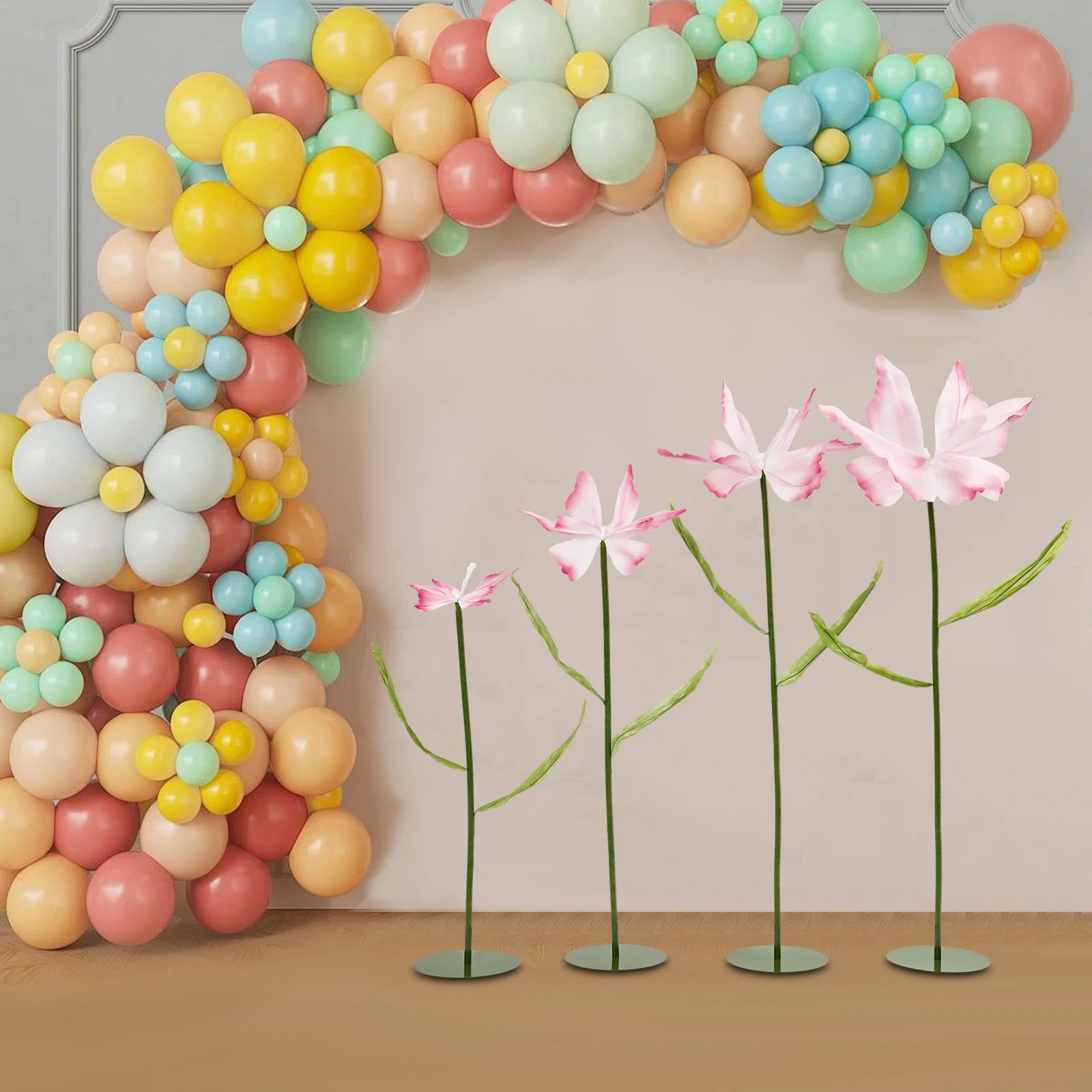 

Artificial Butterfly Flowers Set of 4, Reusable Wedding Decor with Adjustable Aluminum-Stem, Elegant Gradient Petals