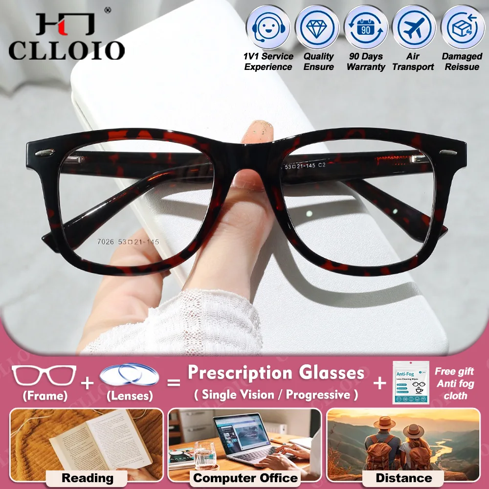 

CLLOIO Simple Fashion Anti-Blue Light Women Glasses Customized Prescription Photochromic Eyeware Progressive Reading Eyeglasses
