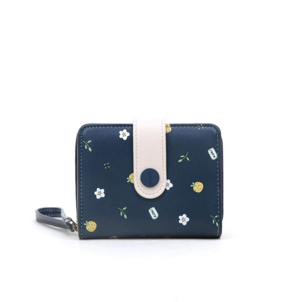 

Fashion Hasp Folding Women Wallet PU Leather Japanese Style Card Holder Zipper Short Wallet Student