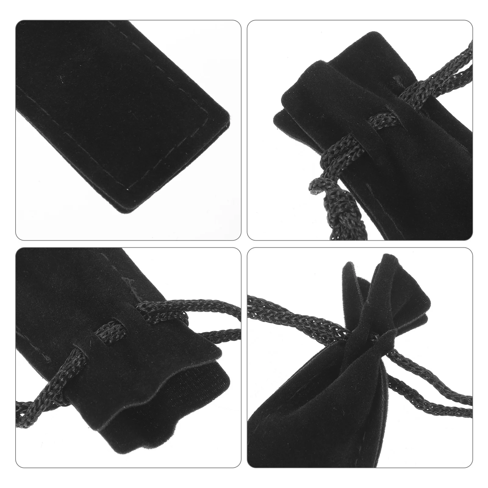 

25Pcs Black Pen Sleeve Drawstring Bag Flannel Pen Case Protective Pouch Stationery Organizer Office School Supplies