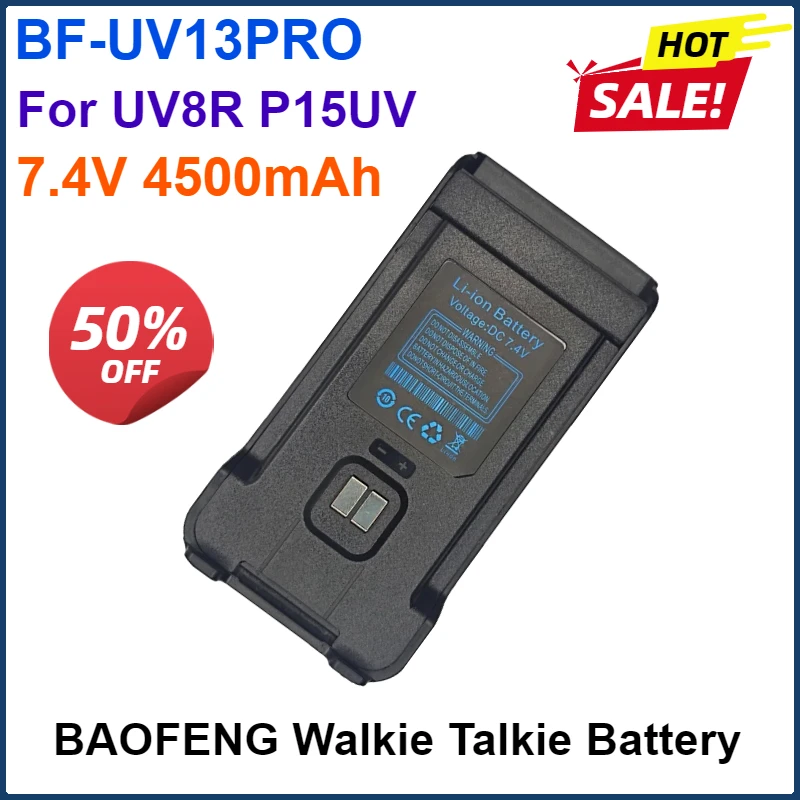 

2PCS 7.4V 4500mAh BAOFENG BF-UV13 PRO Walkie Talkie Rechargeable Battery For UV8R P15UV Two Way CB Radio Support TYPE-C Charger