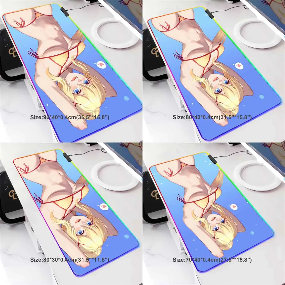 Anime KonoSuba Large Non-slip Mouse Pad LED Backlit Lalatina Ford Dustines Leopard Mouse Pad Table Overwatch Gaming Keyboard Mat