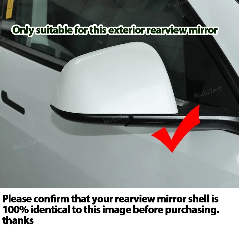 ABS 2x Mirror Cover Car Side Rearview add on Mirror Cap Cover Shell For Tesla ModelY Model Y 2019-2024