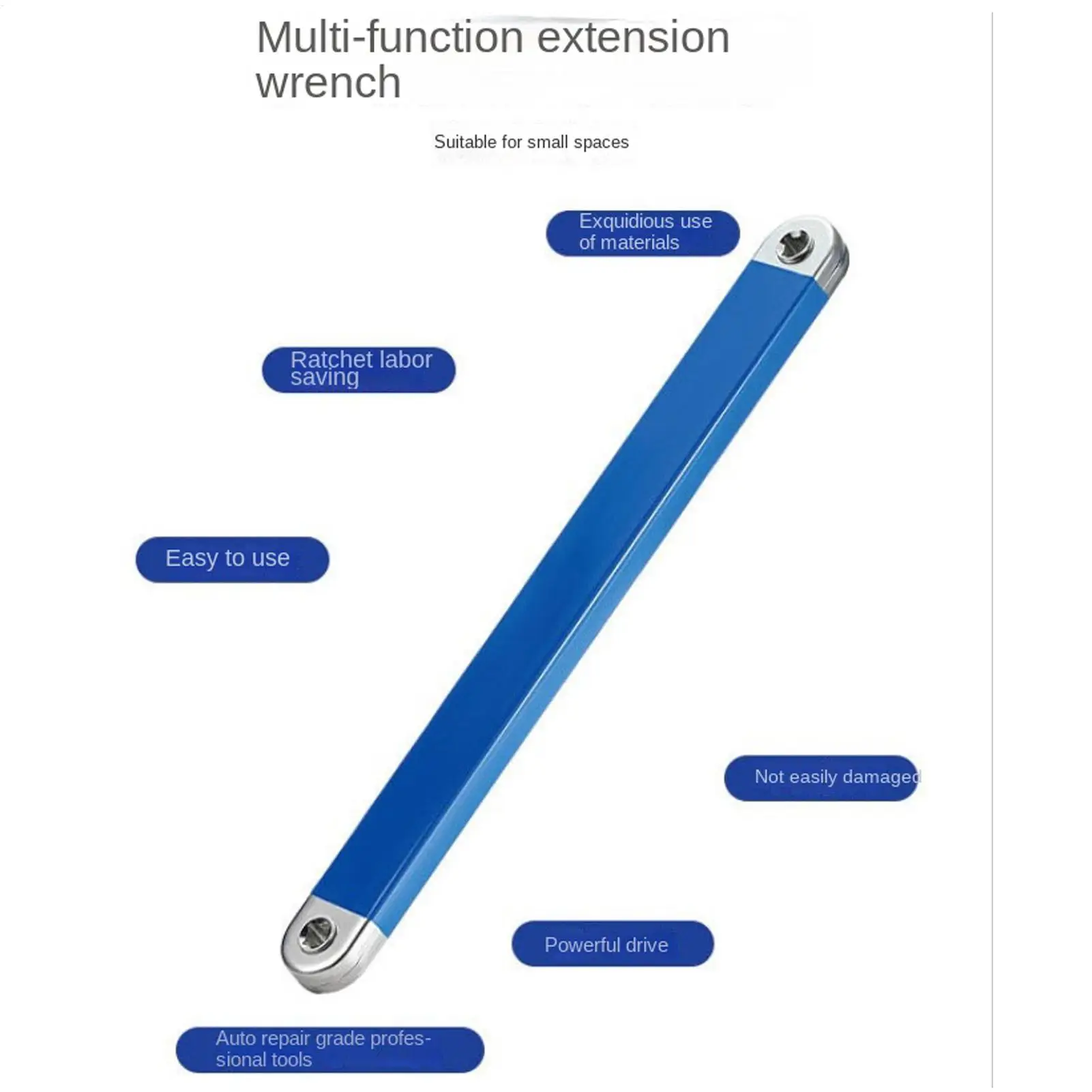 Kompakter Offset-Verlängerungsschlüssel mit 4 Adaptern, Dual-Funktions-Schlagschraubenschlüssel für Auto und Motorrad – Detail 6