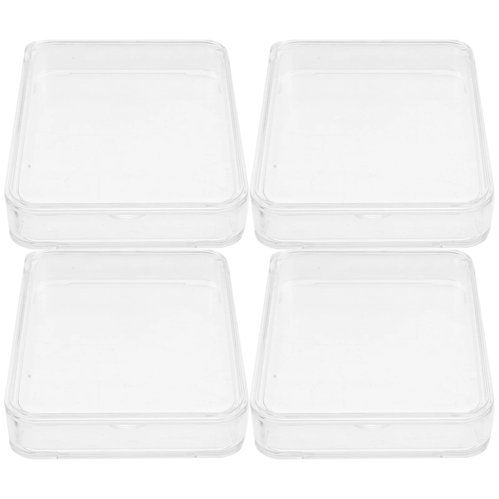 

4Pcs Coin Cases Dustproof Lid Neat Design Practical Use for Note Collectors Transparent Round Storage Box