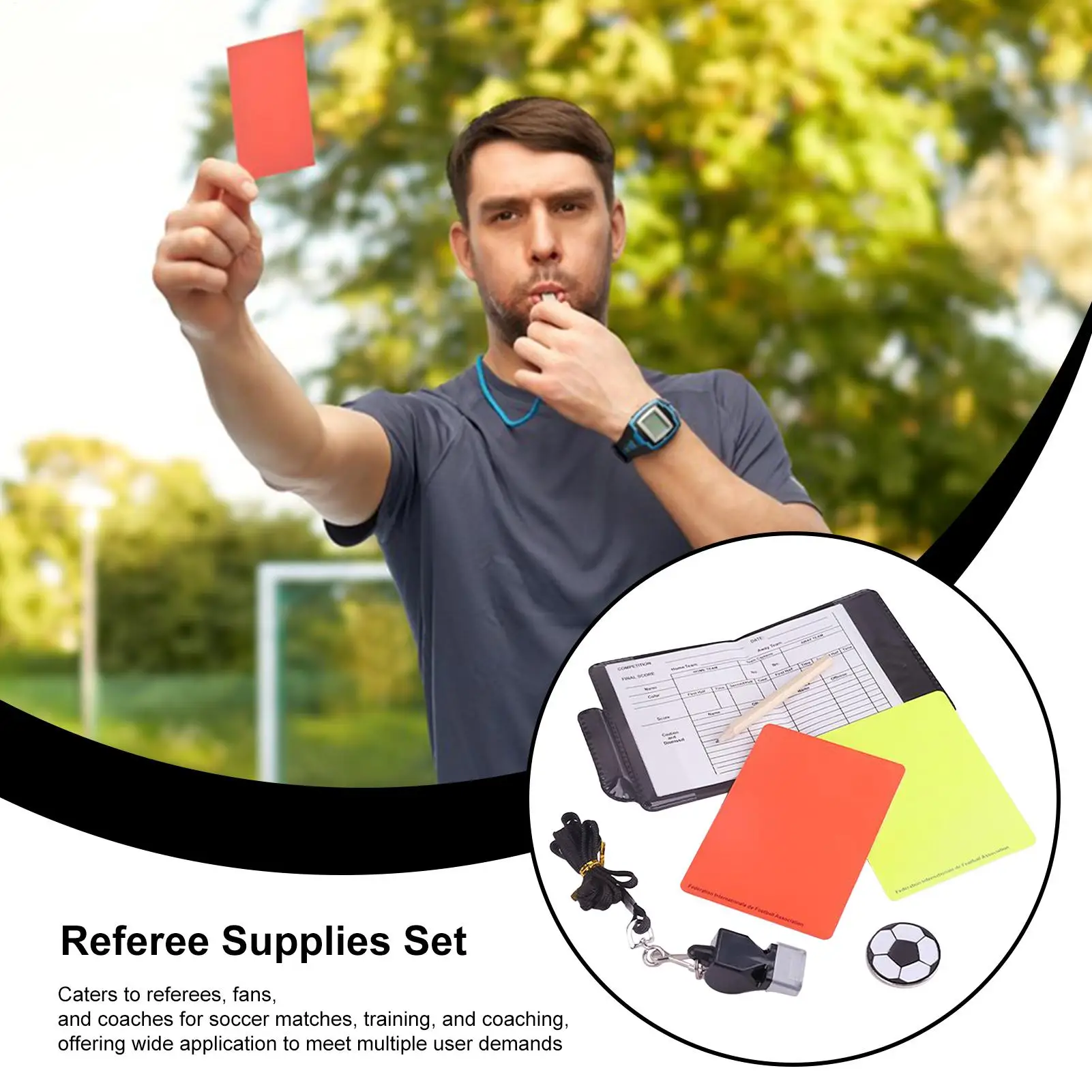 Soccer Kit Whistle with Referee Cards Set, Referee Cards for Soccer Football, Ideal Referee Kits for Game Sports