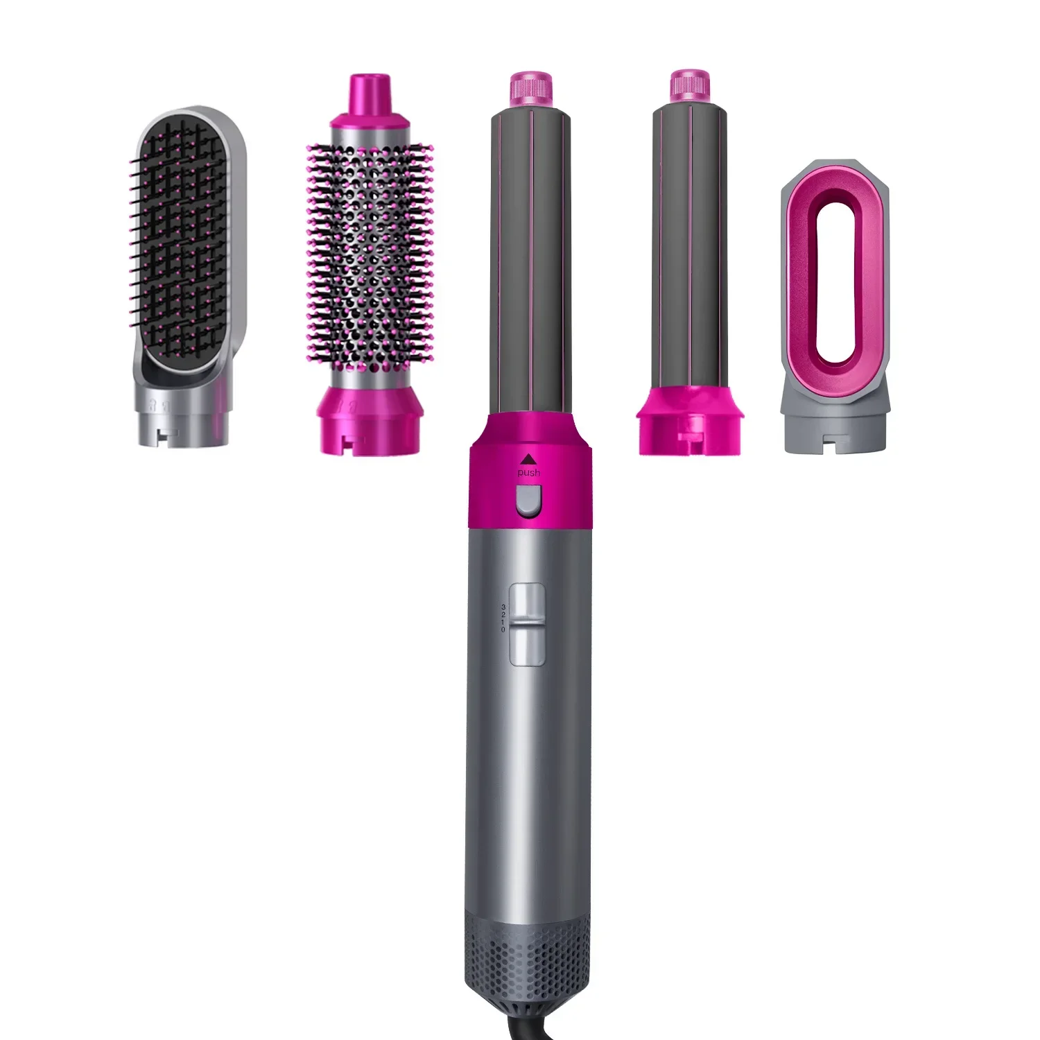 Multi functional five in one hot air comb, multi head automatic curler, hair dryer, straight hair comb, hair dryer, curling rod