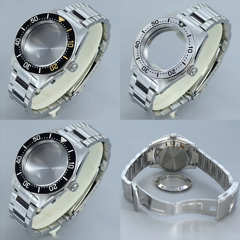 

40mm Stainless Steel Watch Case Bracelet Sapphire Crystal For NH35 NH36 NH34 NH70 4R36 Movement Cases Modified Black Tiger Whale