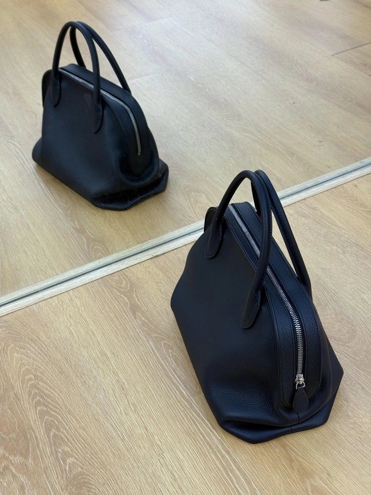 حقيبة بولينج إيطالية من الجلد من بورت.أوسوي، حقيبة يد نسائية كبيرة السعة على شكل صدفة، حقيبة للتنقل اليومي، حقيبة كتف ناعمة