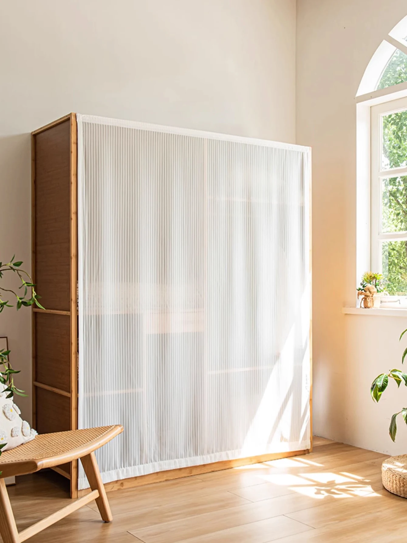 1PC Wardrobe Adhesive Anti-Dust Curtain for Living Room and Kitchen with Magic Tape Window Curtain for Dustproof