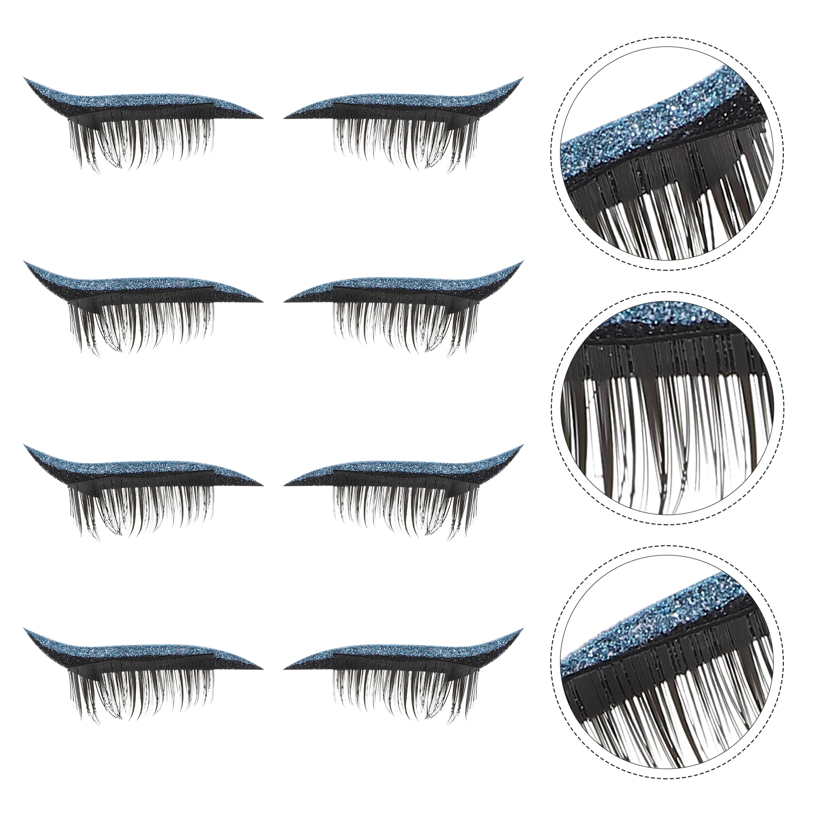 

4Pairs Glitter Waterproof Fake Eyelash Stickers Reusable Beauty Supply Long-Lasting Eye Makeup Stickers For Women Vivid