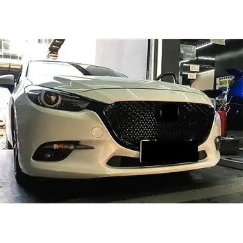 適用於馬自達3 Axela 2017 2018 蜂窩狀汽車前格柵賽車格柵上保險桿進氣口引擎蓋散熱器車身套件 8 最佳銷售 馬自達3前格柵 - №1