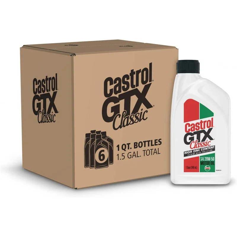 Castrol-Motor convencional GTX Classic 20W-50, 1 cuarto, de 6