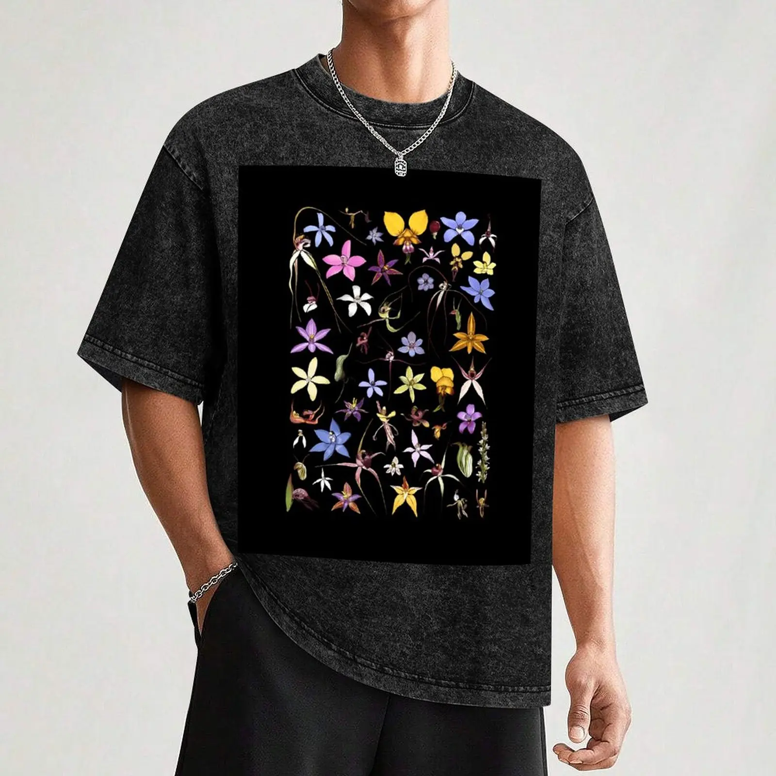 Australian Orchids T-Shirt Big Size Short Sleeve Casual Top