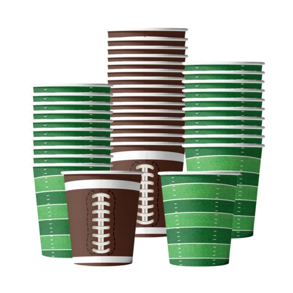 Gobelets en papier jetables pour Football américain, 10/20/30 pièces, 9oz, thème Rugby, pour anniversaire et hayon, décoration de fête du jour du jeu