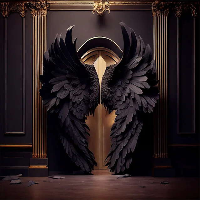 Mehofond Photography Background Retro Black Angel Wings Adult Birthday Wedding Maternity Portrait Decor Backdrop Photo Studio