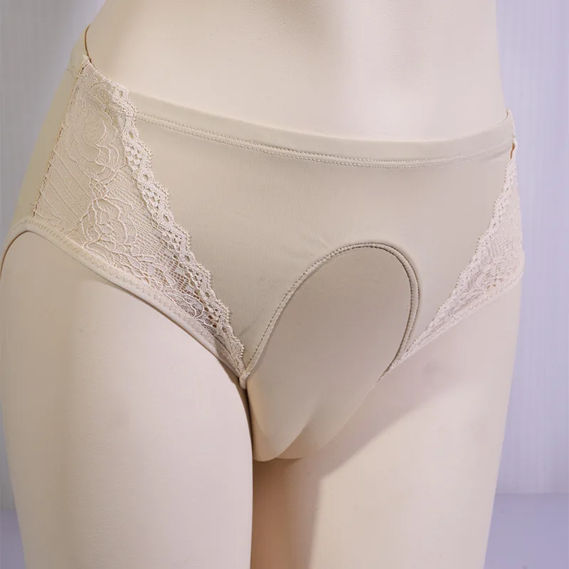 Pria Seksi Pakaian Dalam Sissy Erotis Renda Tonjolan Kantong Celana Dalam Menyembunyikan Gaff Tukar Pakaian Transgender Celana Mid-Rise Tipis Celana Boxer