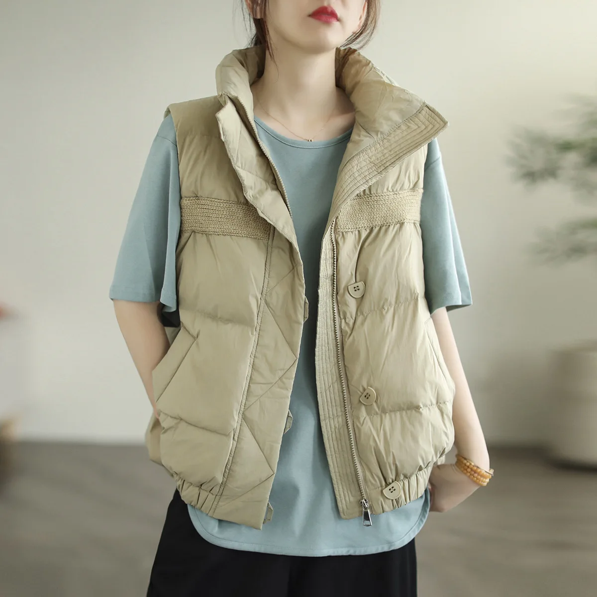 Winter Women Stand Collar Oversize Down Waistcoat Coat Thick White Duck Down Vest Jacket Parkas Lady Warm Short Sleeveless Tank