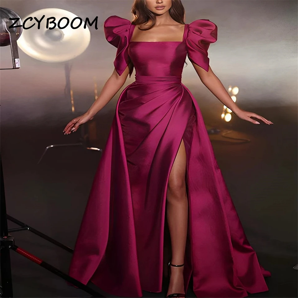 Robe de Soirée Trapèze à Manches Bouffantes pour Femme, Élégante, Personnalisée, Col Carré, Longueur au Sol, Nouveau Style, 2024