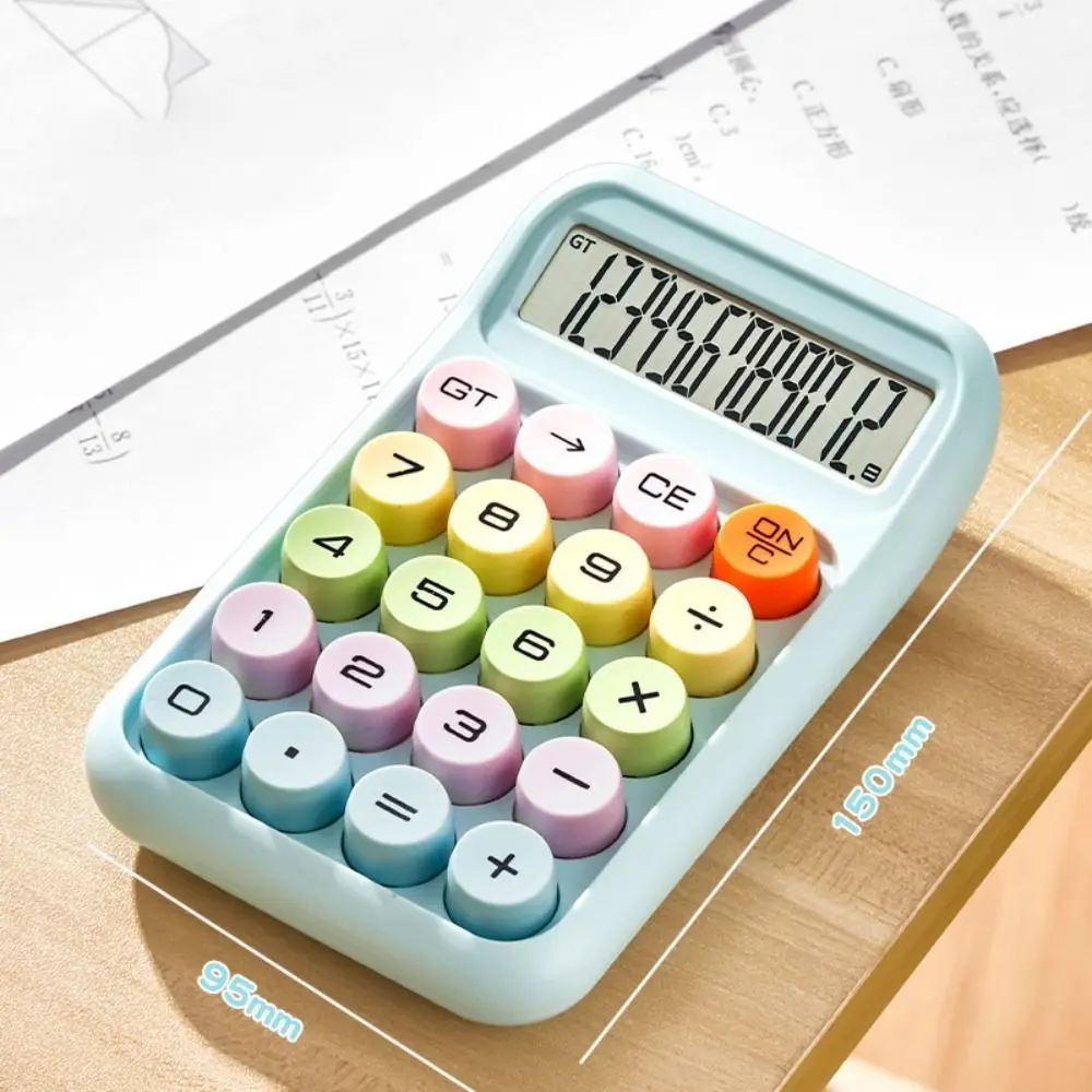 12 رقمًا لون الحلوى آلة حاسبة مضادة للانزلاق لوحة المفاتيح الميكانيكية آلة حاسبة حسابية لطيف دائم آلة حاسبة جيب صغيرة #3