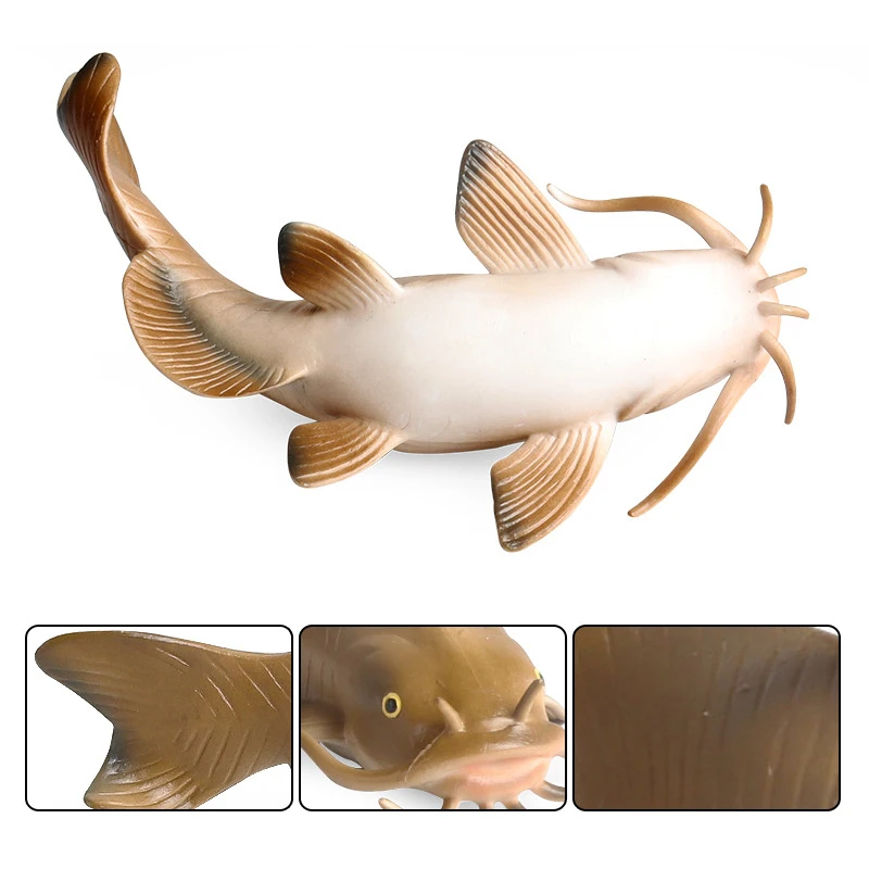 Children\'s Simulation Animal Model Toy Solid Static Ornaments Catfish Pond Lice Pregnant Fish Beards Catfishs Freshwaters Fishs