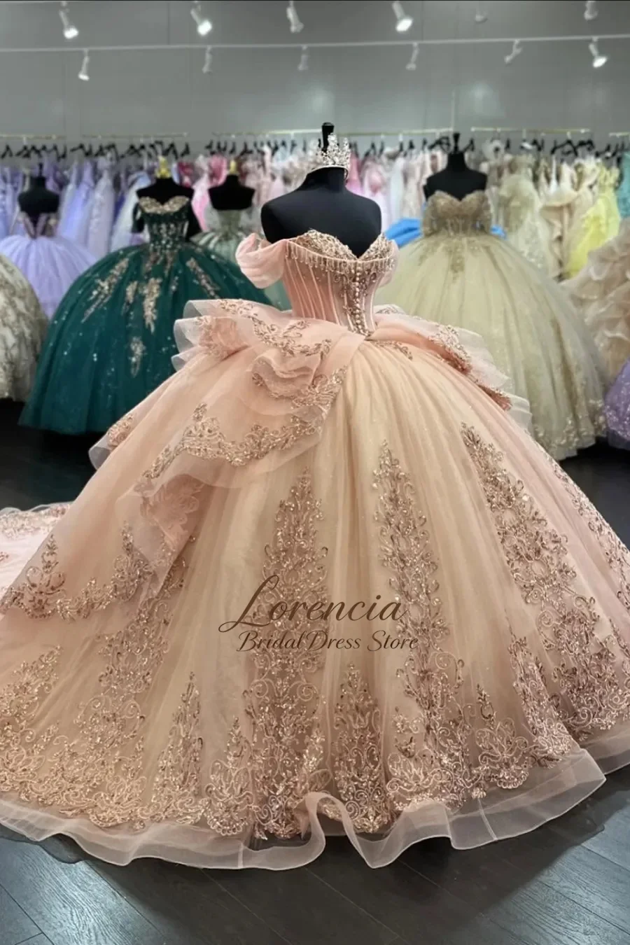 Blush Off the Shoulder Quinceanera Dress With Corset Bodice Sweet 15 Customized Prom Gown vestido de 15 quinceañera