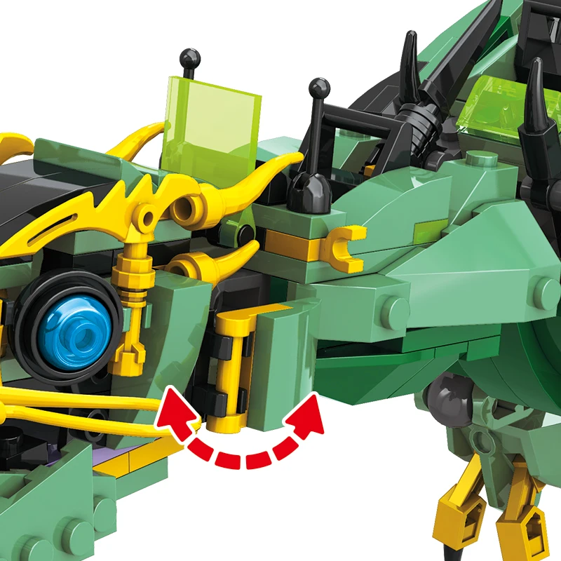 600PCS, Green War Dragon bouwsteenspeelgoedset, educatief bouwsteenspeelgoed voor kinderen, kerstcadeau, verjaardagscadeau